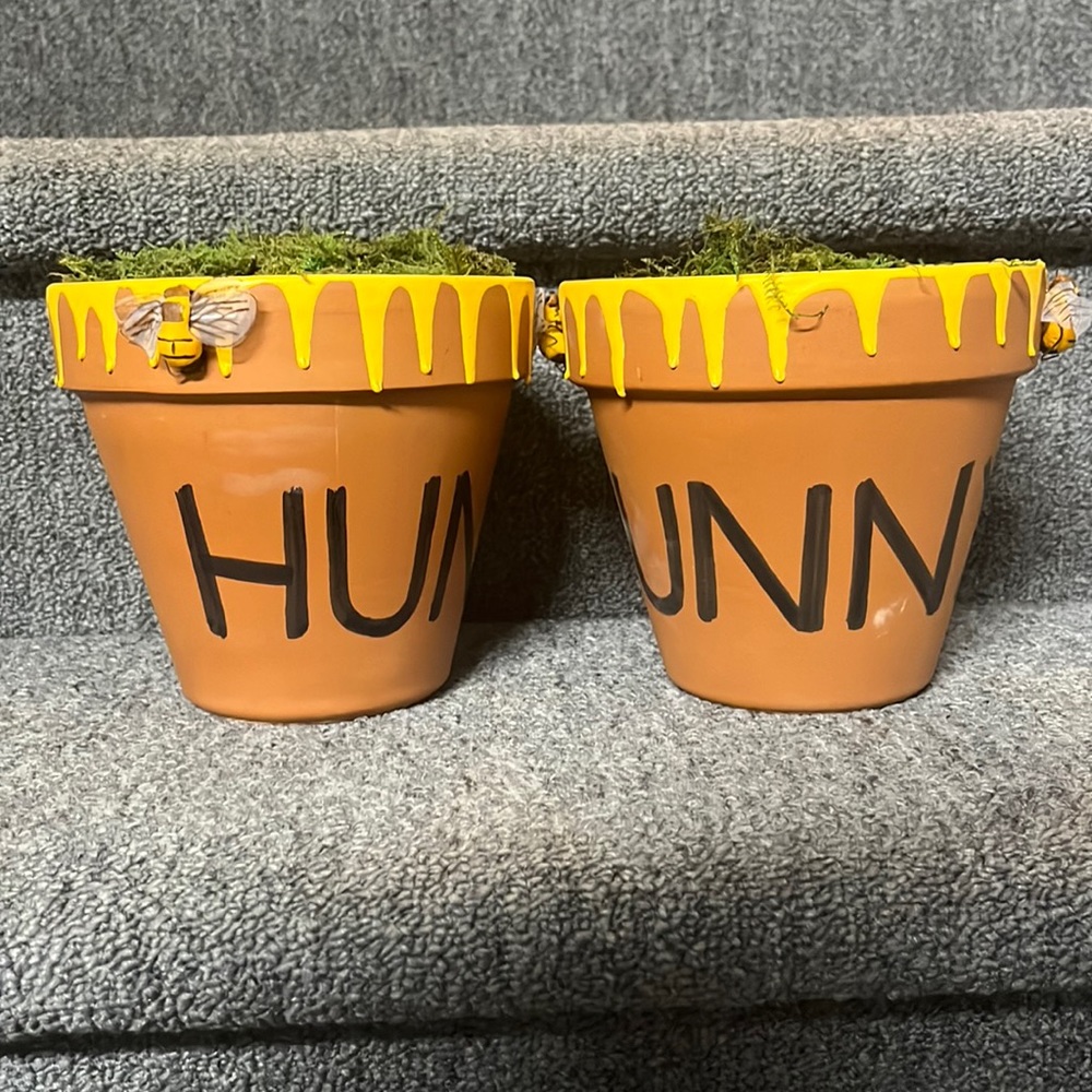 Pooh themed honey pots